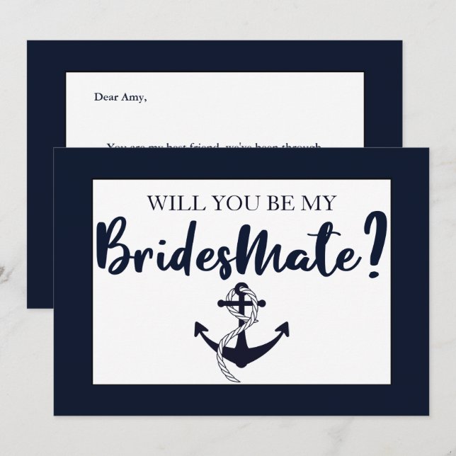 Convite Elegante, Você Será Minha Carta De Bridesmaid (Frente/Verso)
