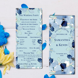 Convite Elegante Watercolor Blue Floral