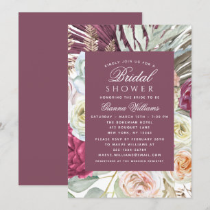 Convite Elegante Watercolor Boho Floral Chá de panela
