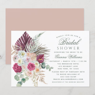 Convite Elegante Watercolor Boho Floral Chá de panela