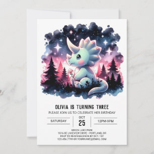Convite Elegante Watercolor Dino Birthday