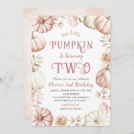 Convite Elegante Watercolor Dois segundos aniversários Pum