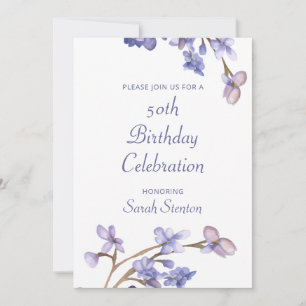 Convite Elegante Watercolor Floral 50º Aniversário