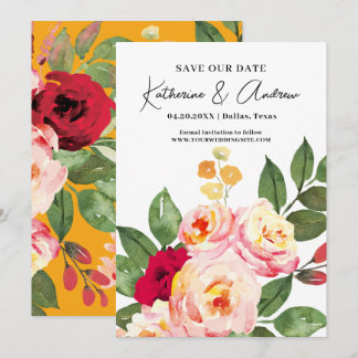 Convite Elegante Watercolor Floral Primavera Salva A Data