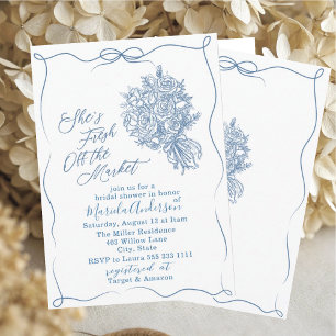 Convite Elegante Watercolor fresco do mercado Bridal Sh