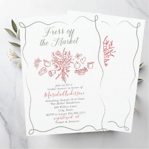 Convite Elegante Watercolor fresco do mercado Bridal Sh