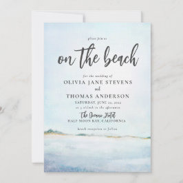 Convite Elegante Watercolor Ocean Beach All in One Wedding