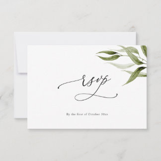 Convite Elegante Watercolor Rustic Eucalyptus RSVP