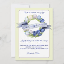 Elegante Watercolor Tulip Wreath Casamento Blue Iv