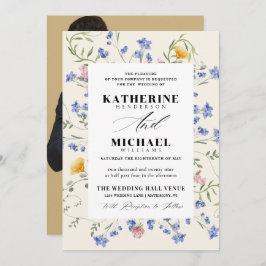 Convite Elegante Watercolor Wldflower Meadow Details RSVP