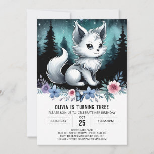 Convite Elegante Watercolor Wolf Birthday