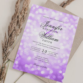 Convite Elegante Wedding Bokeh Luz Roxo Romântico