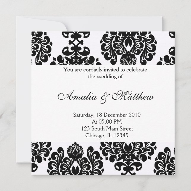 Convite Elegante Wedding Damask (Frente)