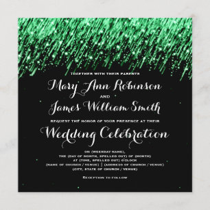 Convite "Elegante Wedding Falling Stars" "Emerald Green"