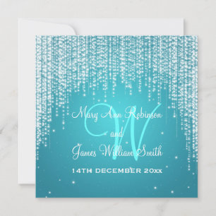 Convite Elegante Wedding Night Dazzle Blue