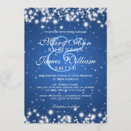 Convite Elegante Wedding Winter Sparkle Blue