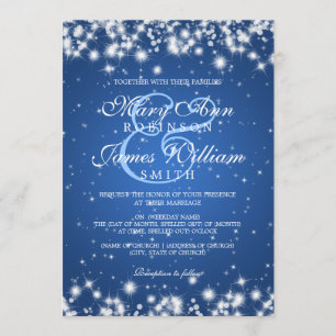 Convite Elegante Wedding Winter Sparkle Blue