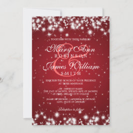 Convite Elegante Wedding Winter Sparkle Red