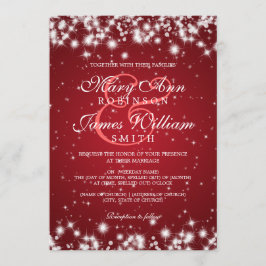 Convite Elegante Wedding Winter Sparkle Red