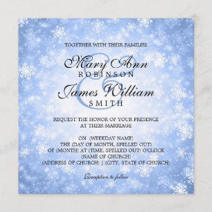 Convite Elegante Weding Winter Wonderland Sparkle Blue