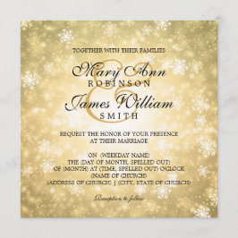 Convite Elegante Weding Winter Wonderland Sparkle Dourado
