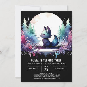 Convite Elegante Whimsy Wolf Birthday
