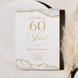 Convite Elegante White Dourado Agate 60ª Festa de aniversá<br><div class="desc">Este é um Convite de aniversário Elegante Dourado Agate 60º!</div>