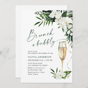 Convite Elegante White Orchids Bohemian BRUNCH & BUBBLY