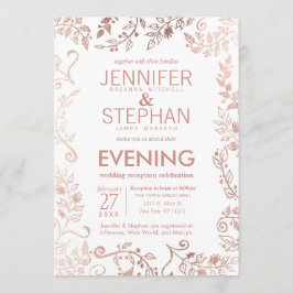 Convite Elegante White Rose Dourada Recepção Floral