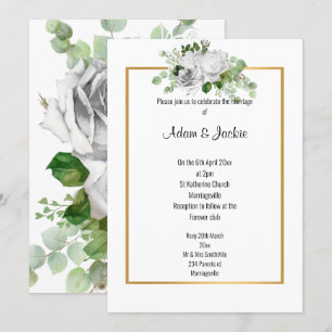 Convite Elegante White Rose DOURADO CASAMENTO DE TRIM 