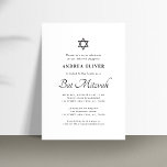 Convite Elegante White Script Simples Moderno Bat Mitzvah<br><div class="desc">Comemore o Bar Mitzvah com este convite moderno e elegante,  com seu texto personalizado. Adicione facilmente seus próprios detalhes clicando na opção "personalizar".</div>