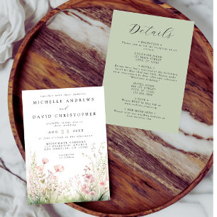 Convite Elegante Wildflower All in One Wedding