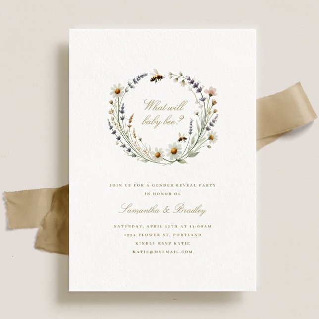 Convite Elegante Wildflower Baby Gender Party (Criador carregado)