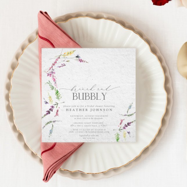 Convite Elegante Wildflower Brunch e Chá de panela (Easily personalize this bridal shower invitation for the perfect celebration of the bride to be!)