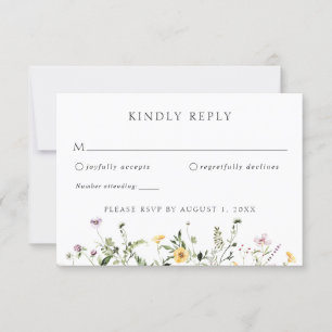 Convite Elegante Wildflower Greenery Wedding RSVP Resposta