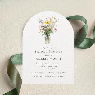 Convite Elegante Wildflower Mason Jar Chá de panela