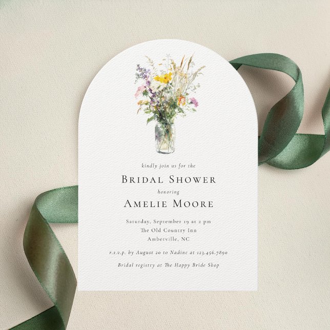 Convite Elegante Wildflower Mason Jar Chá de panela (Criador carregado)