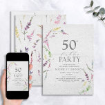 Convite Elegante Wildflower Watercolor Floral 50º Aniversá<br><div class="desc">Bem-vindos aos seus amigos e família às suas celebrações de 50 anos com este belo Convite de 50 de Aniversário da Cobra Selvagem Floral! Este convite maravilhoso é um design clássico e eterno com toques modernos. Delicar as flores silvestres de aquarela agridem a frente do convite, impressas sobre uma textura...</div>