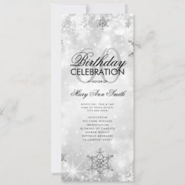 Convite Elegante Winter 60th Birthday Program Silver Menu