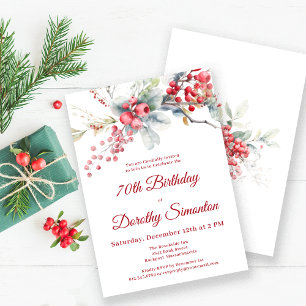 Convite Elegante Winter Berry Botanic 70 Birthday