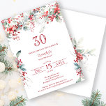 Convite Elegante Winter Berry Botanic aniversário de 30 an<br><div class="desc">Convide seus hóspedes para uma festa de aniversário especial de inverno ou de Natal com este elegante morango vermelho e uma folhagem verde de sábado. As bagas vermelhas profundas são aninhadas em folhas e ramos. O texto vermelho aumenta o humor festivo. Este elemento faz parte da Coleção de Berry de...</div>