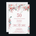 Convite Elegante Winter Berry Botanic aniversário de 30 an<br><div class="desc">Convide seus hóspedes para uma festa de aniversário especial de inverno ou de Natal com este elegante morango vermelho e uma folhagem verde de sábado. As bagas vermelhas profundas são aninhadas em folhas e ramos. O texto vermelho aumenta o humor festivo. Este elemento faz parte da Coleção de Berry de...</div>