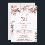 Convite Elegante Winter Berry Botanic aniversário de 30 an<br><div class="desc">Convide seus hóspedes para uma festa de aniversário especial de inverno ou de Natal com este elegante morango vermelho e uma folhagem verde de sábado. As bagas vermelhas profundas são aninhadas em folhas e ramos. O texto vermelho aumenta o humor festivo. Este elemento faz parte da Coleção de Berry de...</div>