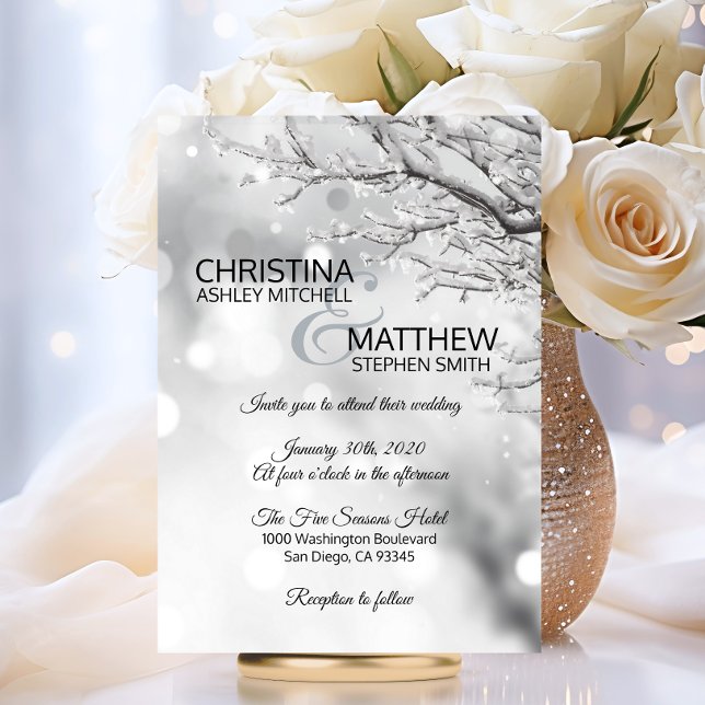 Convite Elegante Winter Wonderland Snowflakes WEDDING (Elegant Winter Wonderland Snow Snowflakes WEDDING Invitation)