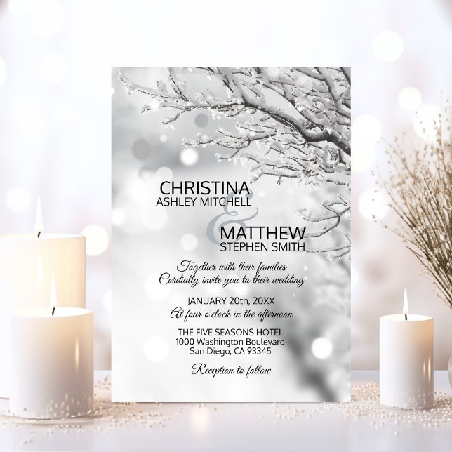Convite Elegante Winter Wonderland Snowflakes WEDDING (Elegant Winter Wonderland Snow Snowflakes WEDDING Invitation)