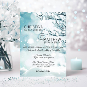 Convite Elegante Winter Wonderland Snowflakes WEDDING
