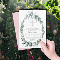Elegante Wreath Pink Cross First Communtion