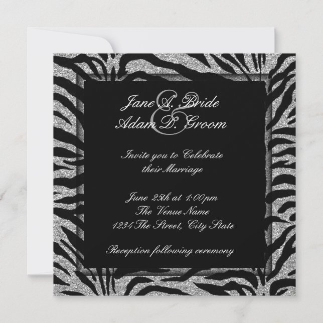 Convite Elegante Zebra Wedding (Frente)