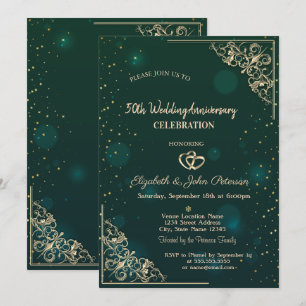 Convite Elegantes Corações Quadro Verde Casamento Aniversá