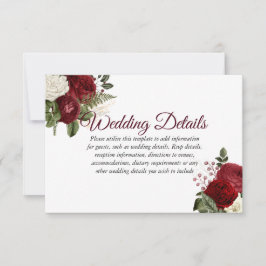 Convite Elegantes Detalhes de Casamento Florais em Burgund